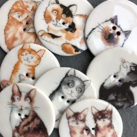 Assorted Cat Large Circular Buttons