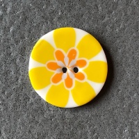 Flower Power Medium Circular Yellow Button