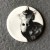 Large Cat Button - please select design: Black and White Cat