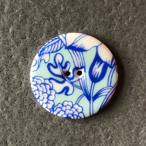 Aqua Flowers Medium Circular Button