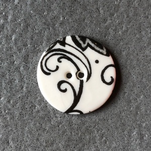 Black Chintz Medium Circular Button