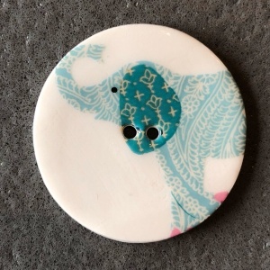 Elephant Blue Large Circular Button