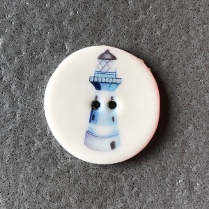 Lighthouse Blue Medium Circular Button