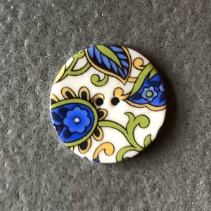 Blue Paisley Medium Circular Button