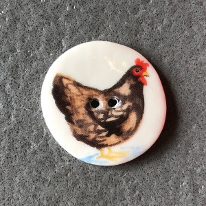 Chicken Brown Medium Circle Button