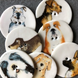 Assorted Dog Large Circular Buttons
