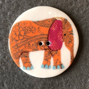 Elephant Orange Large Circular Button