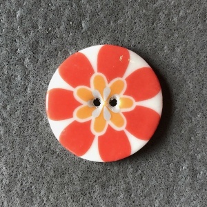 Flower Power Medium Circular Coral Button
