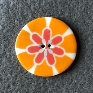 Flower Power Large Circular Orange Button