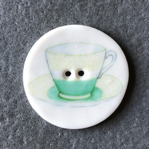 Teacup Green Large Circular Button