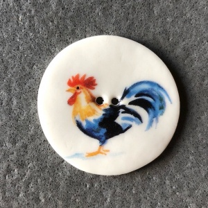 Chicken Multi Rooster Large Circular Button