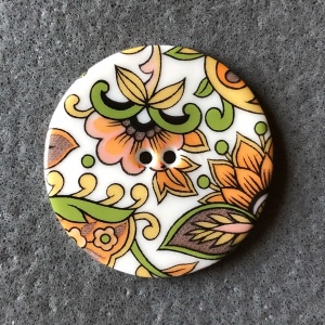 Orange Paisley Large Circular Button