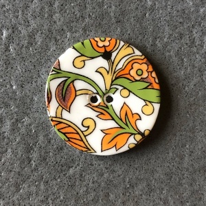 Orange Paisley Medium Circular Button