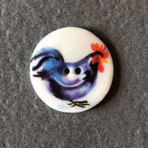 Chicken Blue Black Rooster Medium Circle Button