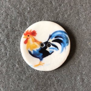 Chicken Multi Coloured Rooster Medium Circle Button