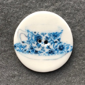 Teacup China Blue Large Circular Button