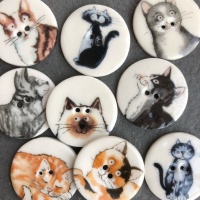 Assorted Cat Medium Circular Buttons