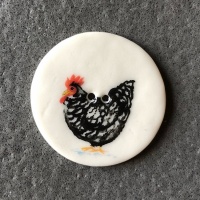 Chicken Black Large Circular Button