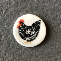 Chicken Black Medium Circle Button