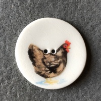 Chicken Brown Large Circular Button