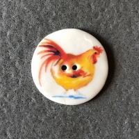 Chicken Yellow Medium Circle Button