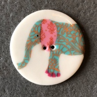 Elephant Teal Large Circular Button