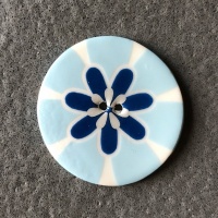 Flower Power Large Circular Blue Button