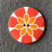 Flower Power Large Circular Coral Button