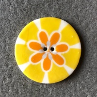 Flower Power Large Circular Yellow Button