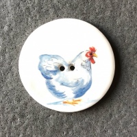 Chicken White Large Circular Button