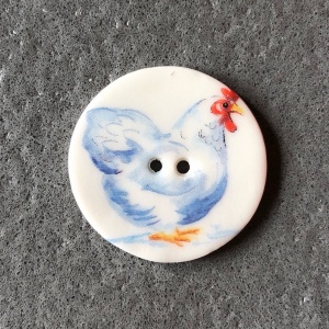 Chicken White Medium Circle Button