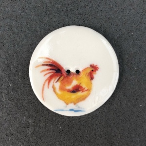 Chicken Yellow Large Circular Button